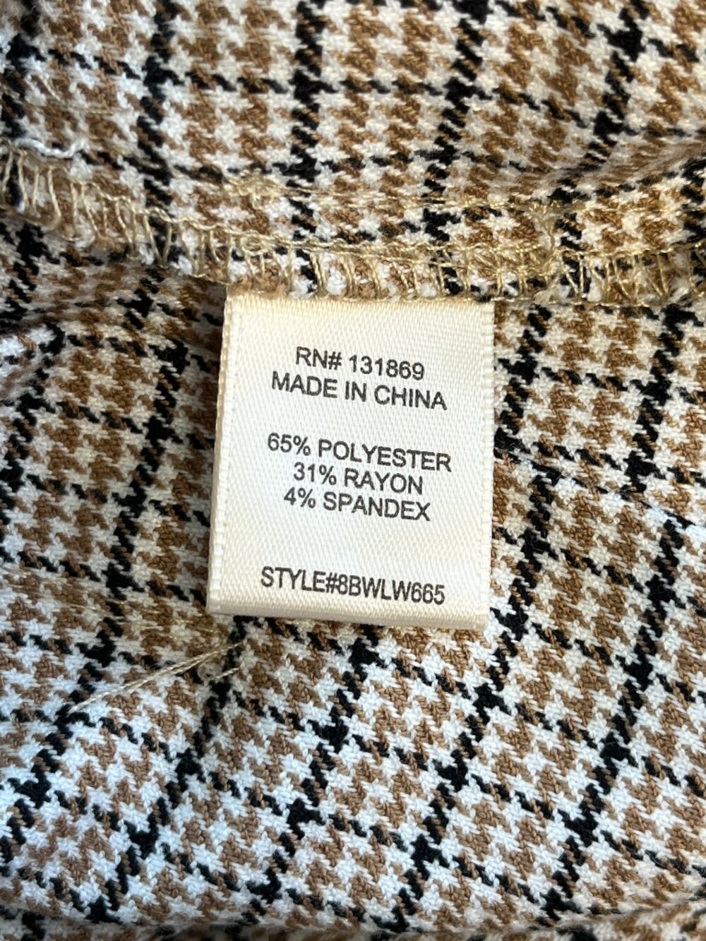 Evolutionary Plaid Pull On Mini Skirt Taupe Brown Houndstooth XL NWT Stretch - Picture 4 of 7